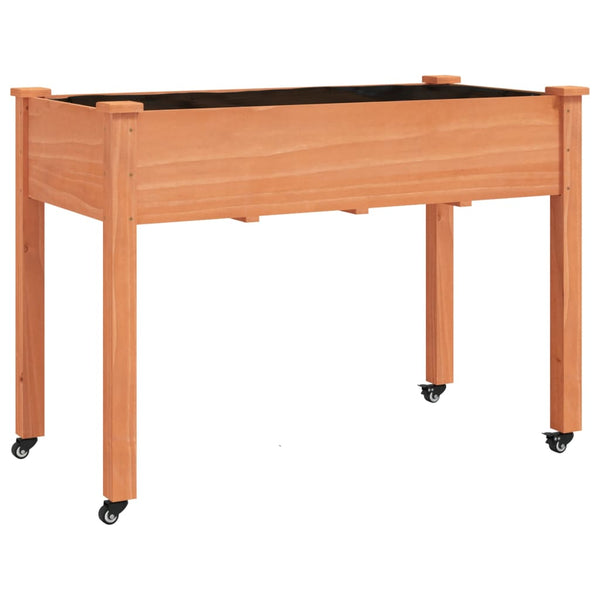 vidaXL Planter with Insert and Wheels Brown 118x59x80cm Fir Wood