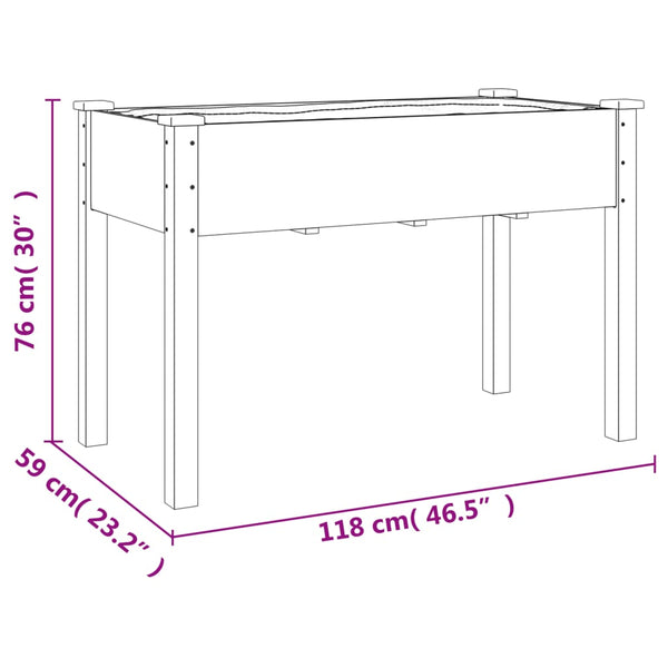 vidaXL Planter with Insert and Wheels Brown 118x59x80cm Fir Wood