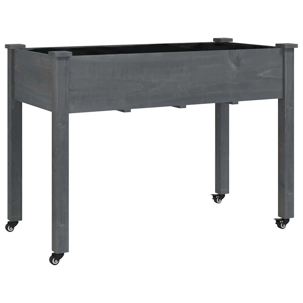 vidaXL Planter with Insert and Wheels Grey 118x59x80 cm Fir Wood