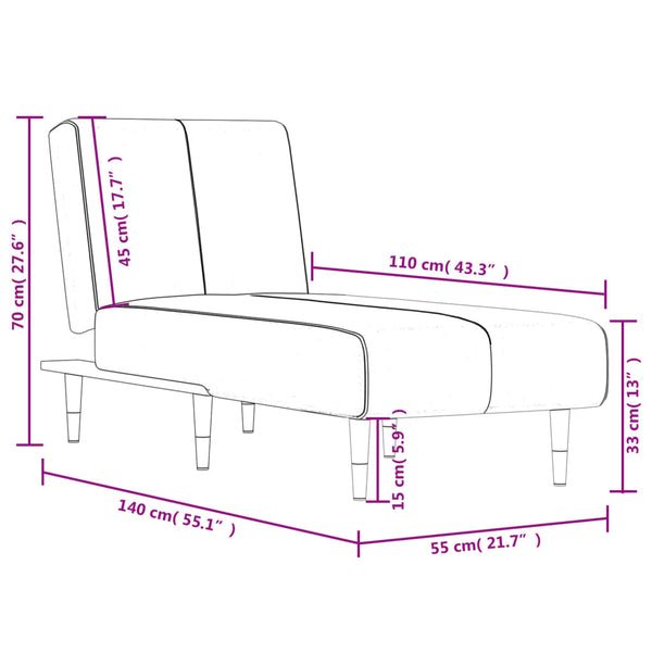 vidaXL Chaise Lounge Dark Grey Velvet