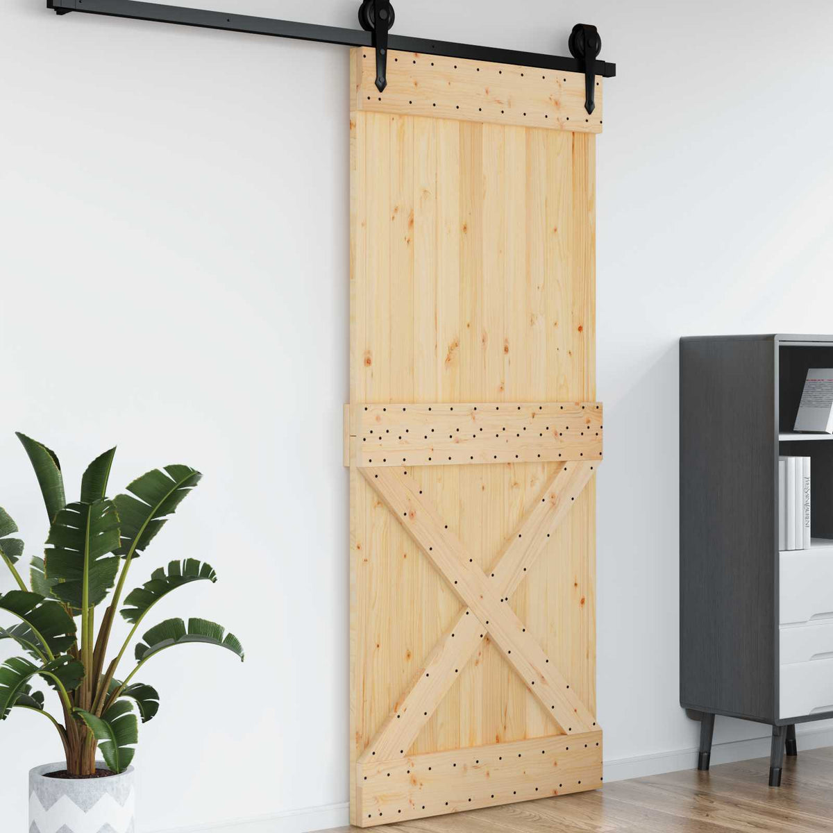vidaXL Door NARVIK Natural 95 x 210 cm Solid Pinewood