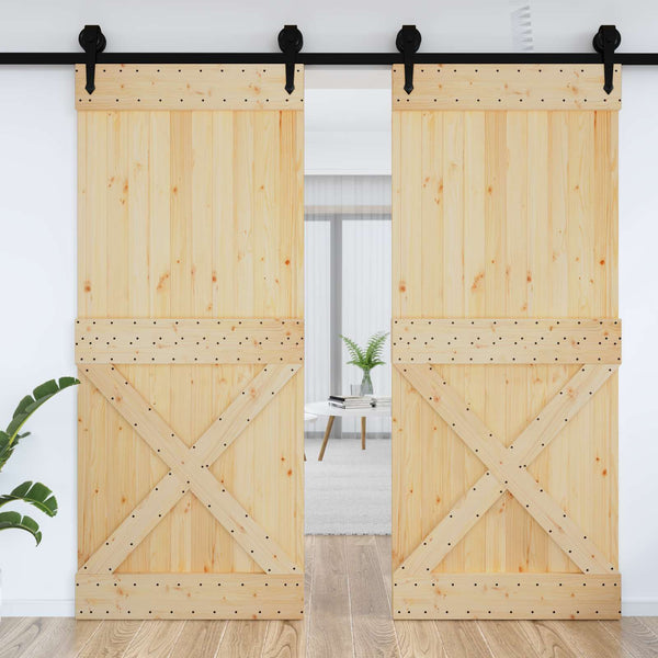vidaXL Door NARVIK Natural 95 x 210 cm Solid Pinewood