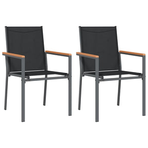 vidaXL 3-Piece Garden Dining Set Black Textilene and Steel