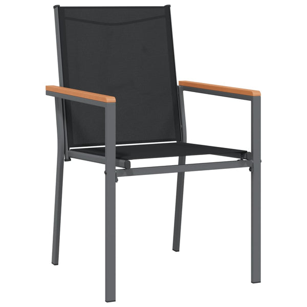 vidaXL 3-Piece Garden Dining Set Black Textilene and Steel