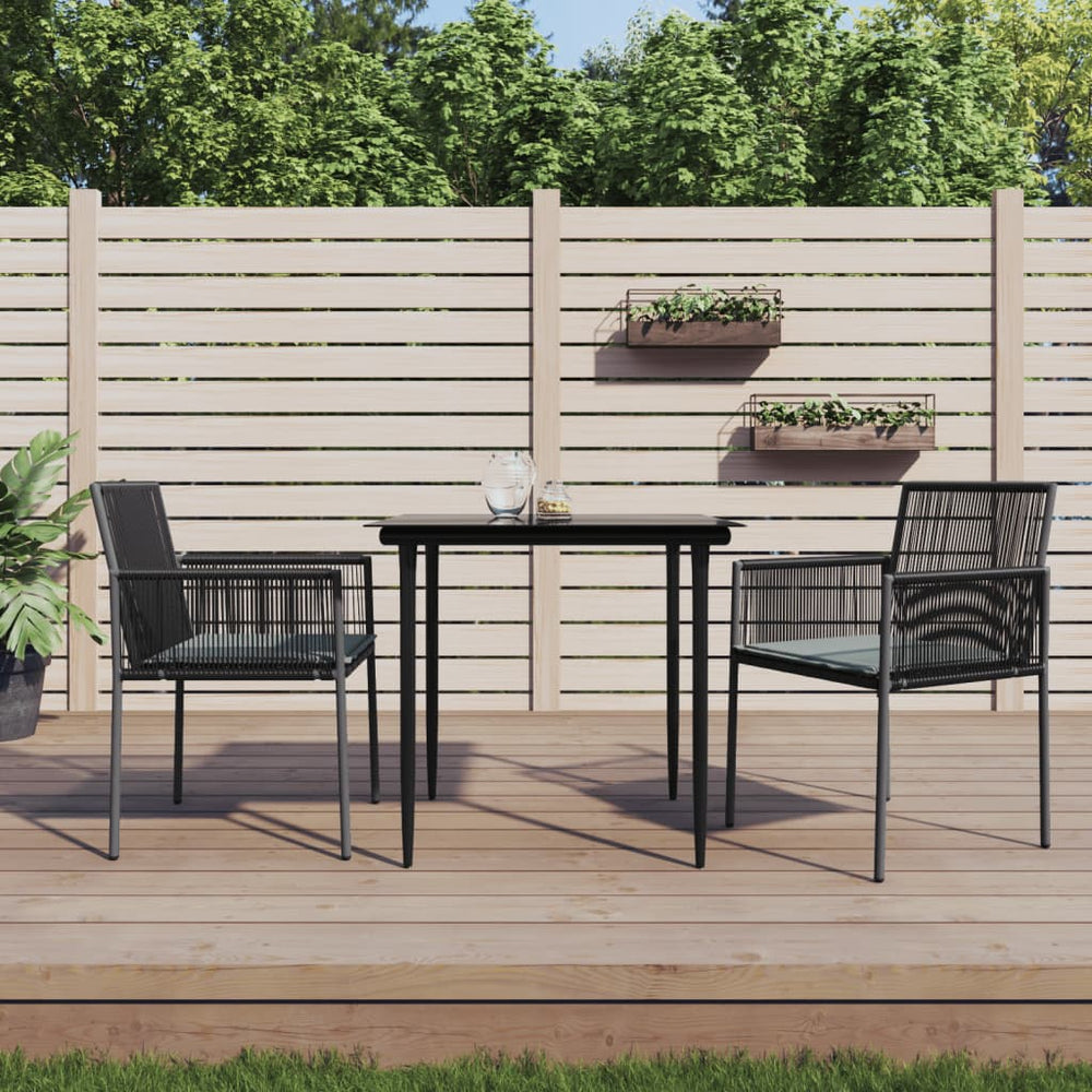 vidaXL 3-Piece Garden Dining Set with Cushions Black Poly Rattan & Steel