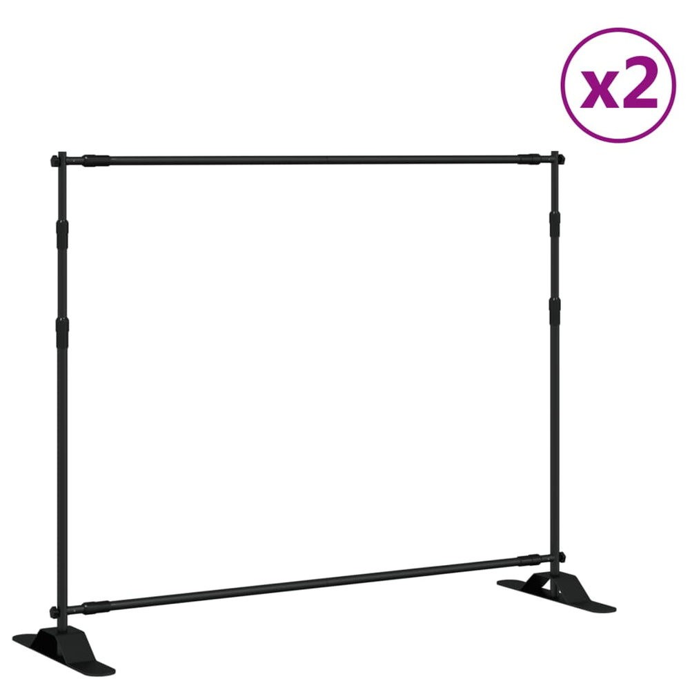 vidaXL Background Stands 2 pcs Black 254x243 cm Steel