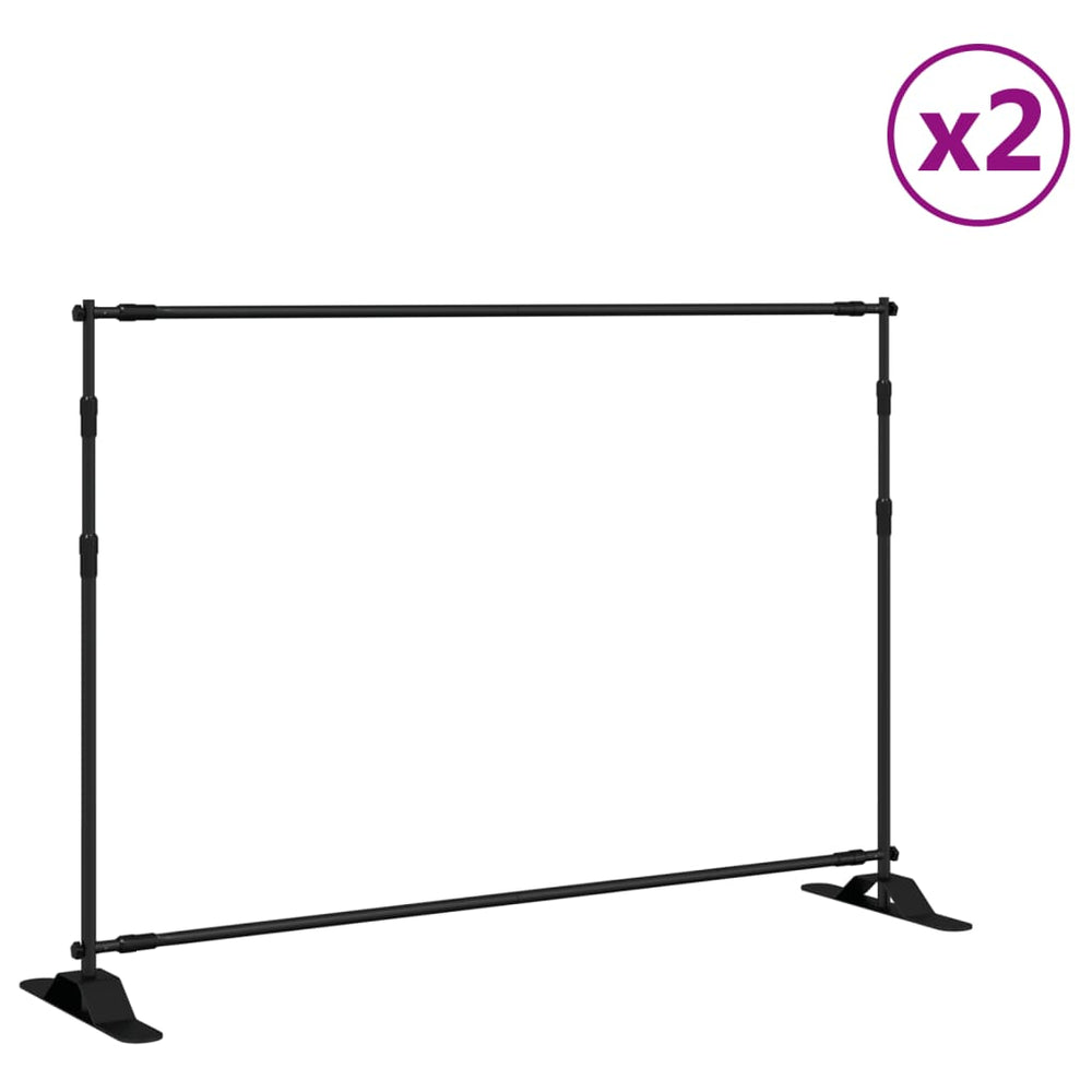 vidaXL Background Stands 2 pcs Black 305x243 cm Steel