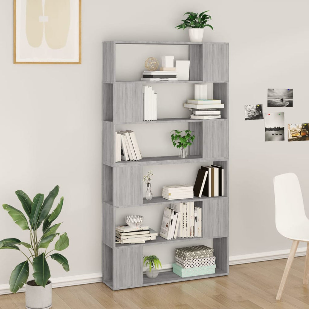 vidaXL Bookcase/Room Divider Sonoma Grey 100x24x188 cm