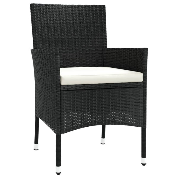 vidaXL 11-Piece Garden Dining Set with Cushions Black Poly Rattan