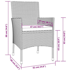 vidaXL 11-Piece Garden Dining Set with Cushions Black Poly Rattan