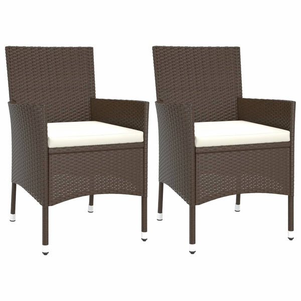 vidaXL 3-Piece Garden Bistro Set with Cushions Brown Poly Rattan