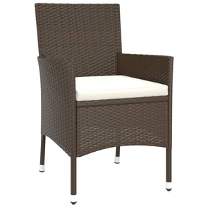 vidaXL 3-Piece Garden Bistro Set with Cushions Brown Poly Rattan