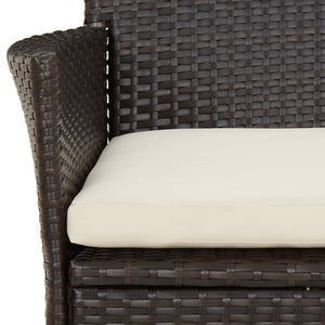vidaXL 3-Piece Garden Bistro Set with Cushions Brown Poly Rattan