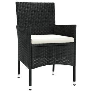 vidaXL 3-Piece Garden Bistro Set with Cushions Black Poly Rattan