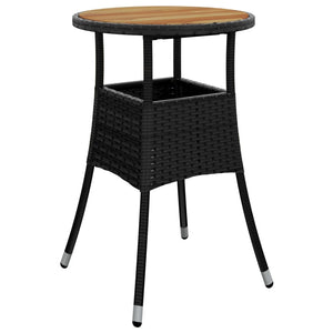 vidaXL 3-Piece Garden Bistro Set with Cushions Black Poly Rattan