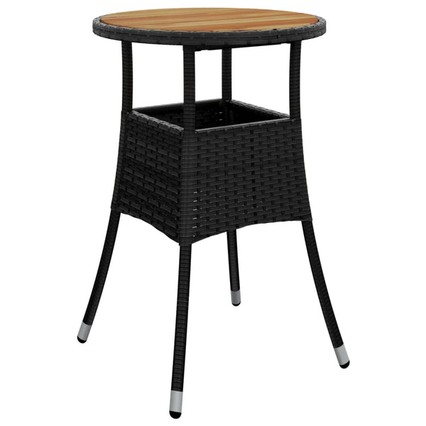 vidaXL 3-Piece Garden Bistro Set with Cushions Black Poly Rattan