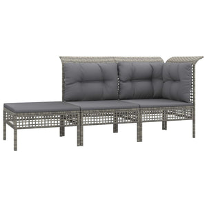 vidaXL 7-Piece Garden Lounge Set with Cushions Grey Poly Rattan