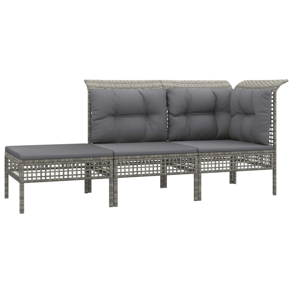 vidaXL 7-Piece Garden Lounge Set with Cushions Grey Poly Rattan