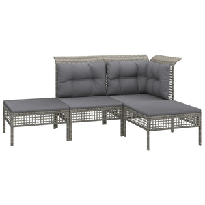 vidaXL 7-Piece Garden Lounge Set with Cushions Grey Poly Rattan