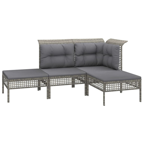 vidaXL 7-Piece Garden Lounge Set with Cushions Grey Poly Rattan