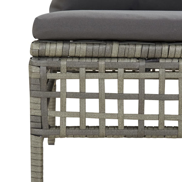 vidaXL 7-Piece Garden Lounge Set with Cushions Grey Poly Rattan