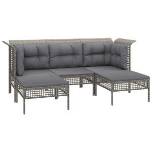 vidaXL 7-Piece Garden Lounge Set with Cushions Grey Poly Rattan