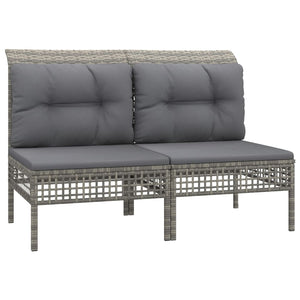vidaXL 7-Piece Garden Lounge Set with Cushions Grey Poly Rattan