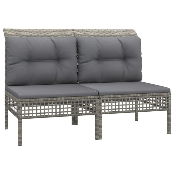 vidaXL 7-Piece Garden Lounge Set with Cushions Grey Poly Rattan