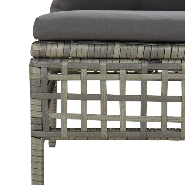 vidaXL 7-Piece Garden Lounge Set with Cushions Grey Poly Rattan