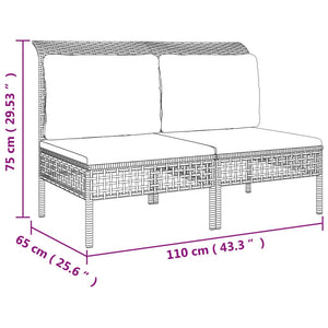 vidaXL 7-Piece Garden Lounge Set with Cushions Grey Poly Rattan