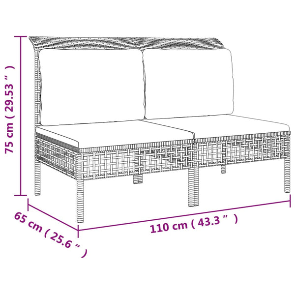 vidaXL 7-Piece Garden Lounge Set with Cushions Grey Poly Rattan