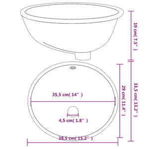 vidaXL Wash Basin White 38.5x33.5x19 cm Oval Ceramic