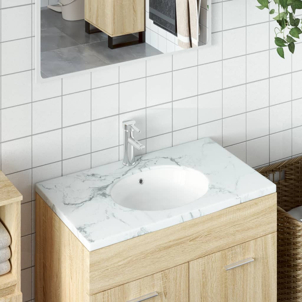 vidaXL Wash Basin White 38.5x33.5x19 cm Oval Ceramic