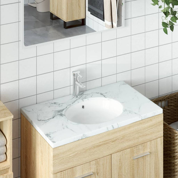 vidaXL Wash Basin White 38.5x33.5x19 cm Oval Ceramic