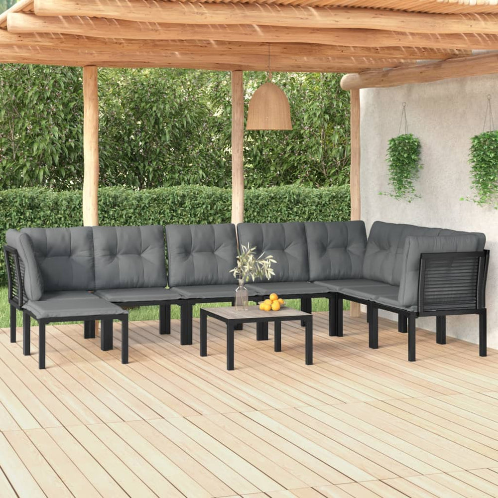 vidaXL 9-piece Garden Lounge Set Black and Grey Poly Rattan