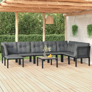 vidaXL 9-piece Garden Lounge Set Black and Grey Poly Rattan