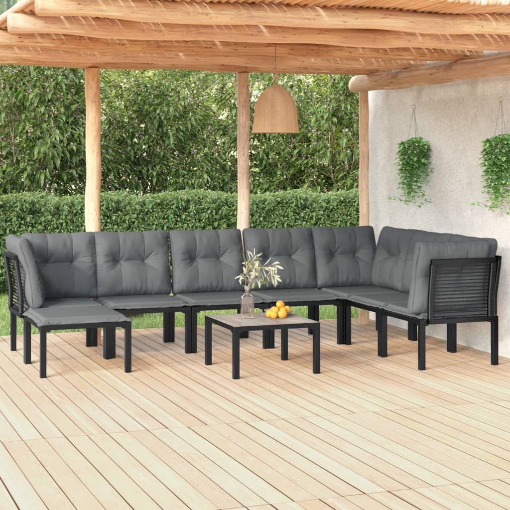 vidaXL 9-piece Garden Lounge Set Black and Grey Poly Rattan