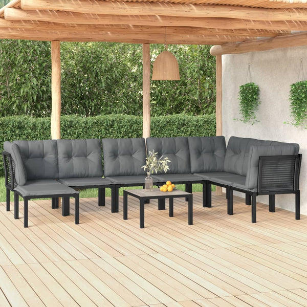 vidaXL 9-piece Garden Lounge Set Black and Grey Poly Rattan