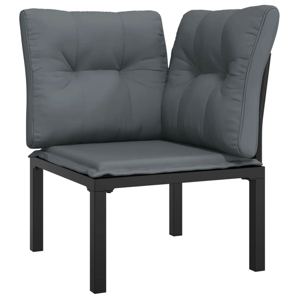 vidaXL 7-Piece Garden Lounge Set Black and Grey Poly Rattan
