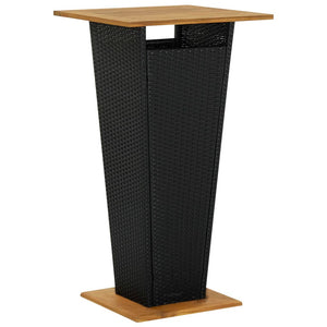 vidaXL 3-Piece Garden Bar Set Black Poly Rattan & Solid Acacia Wood