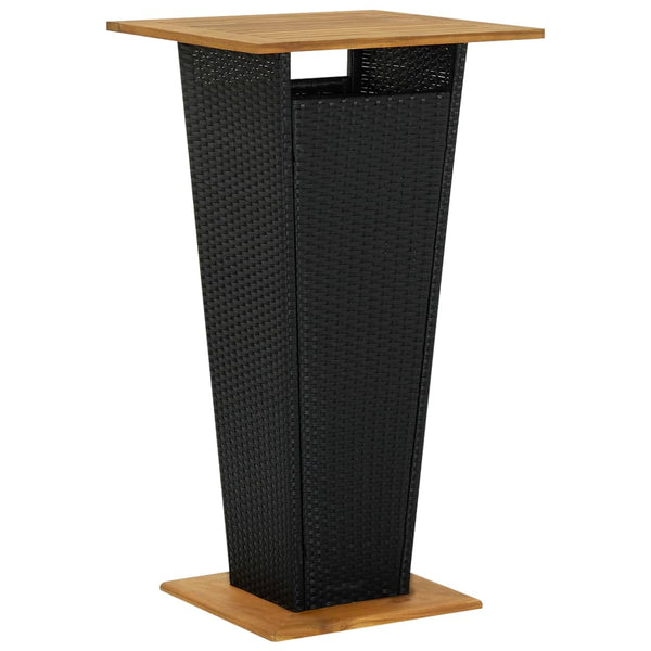 vidaXL 3-Piece Garden Bar Set Black Poly Rattan & Solid Acacia Wood