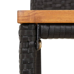 vidaXL 3-Piece Garden Bar Set Black Poly Rattan & Solid Acacia Wood