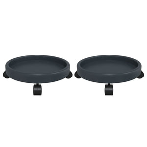 vidaXL Plant Trolley with Wheels 2 pcs Grey Diameter 34 cm 35 kg