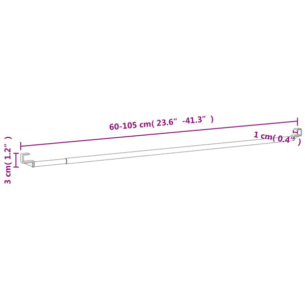 vidaXL Curtain Rods 2 pcs. White and Silver 60-105 cm Aluminum