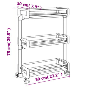 vidaXL Storage Trolley 59x20x75 cm Aluminium