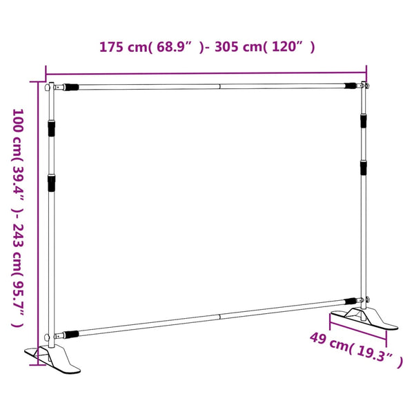 vidaXL Background Stand Black 305x243 cm Steel