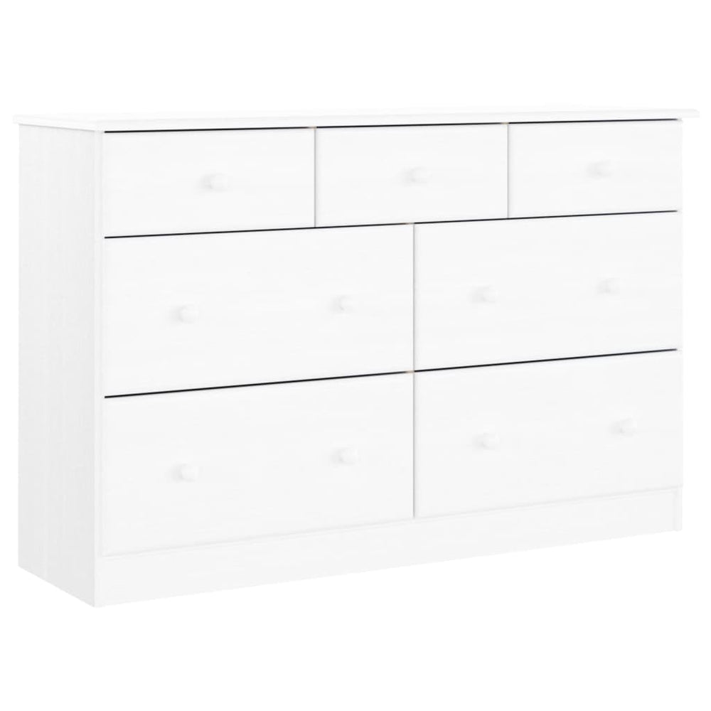 vidaXL Alta White Chest of Drawers 112x35x73 cm Solid Pine Wood