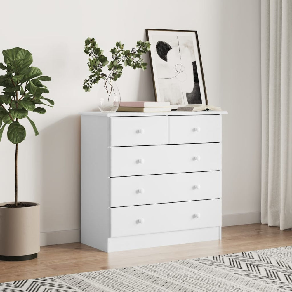 vidaXL Chest of Drawers ALTA White 77x35x73 cm Solid Pine Wood