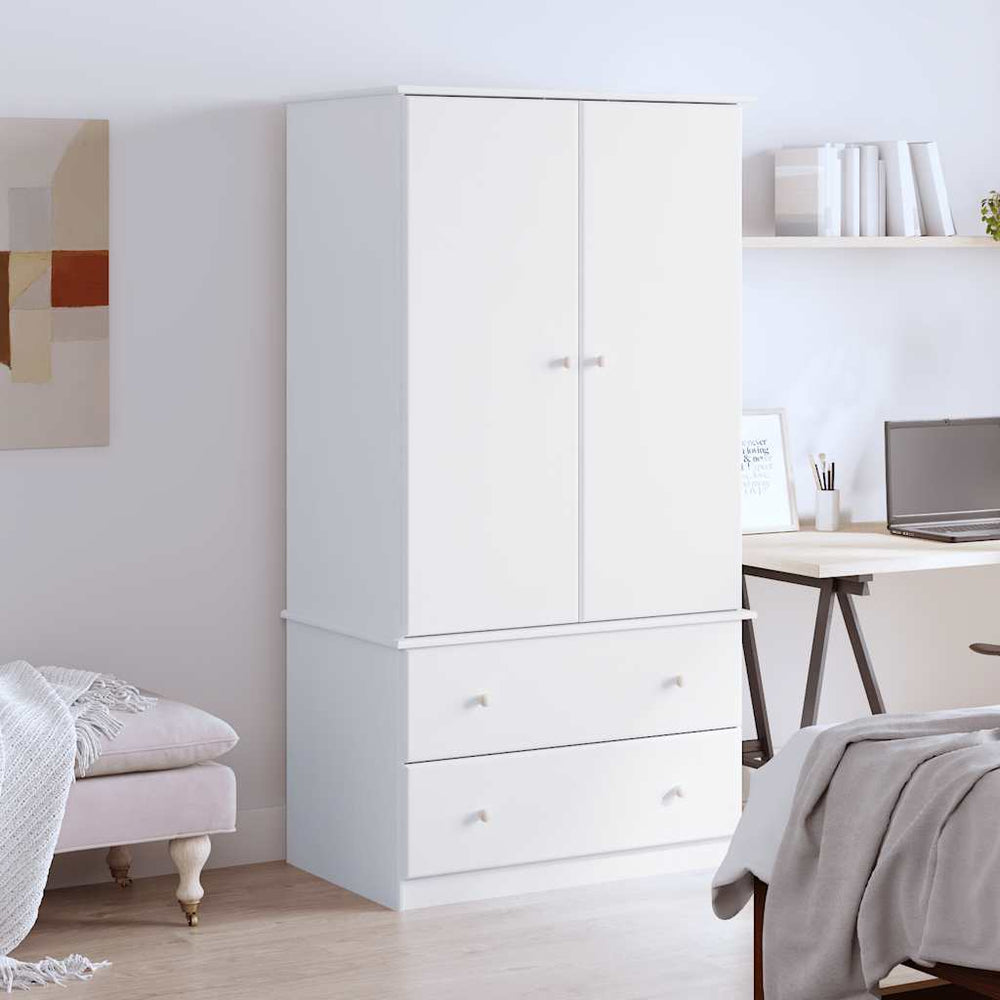vidaXL Wardrobe ALTA White 90x55x170 cm Solid Pine Wood