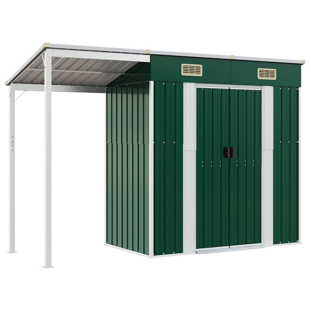 vidaXL Lean-to Shed Green 277x107x181 cm Steel